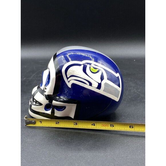 Ceramic Skull Dia de los Muertos Football Helmet Seattle Seahawks Style - Picture 6 of 10
